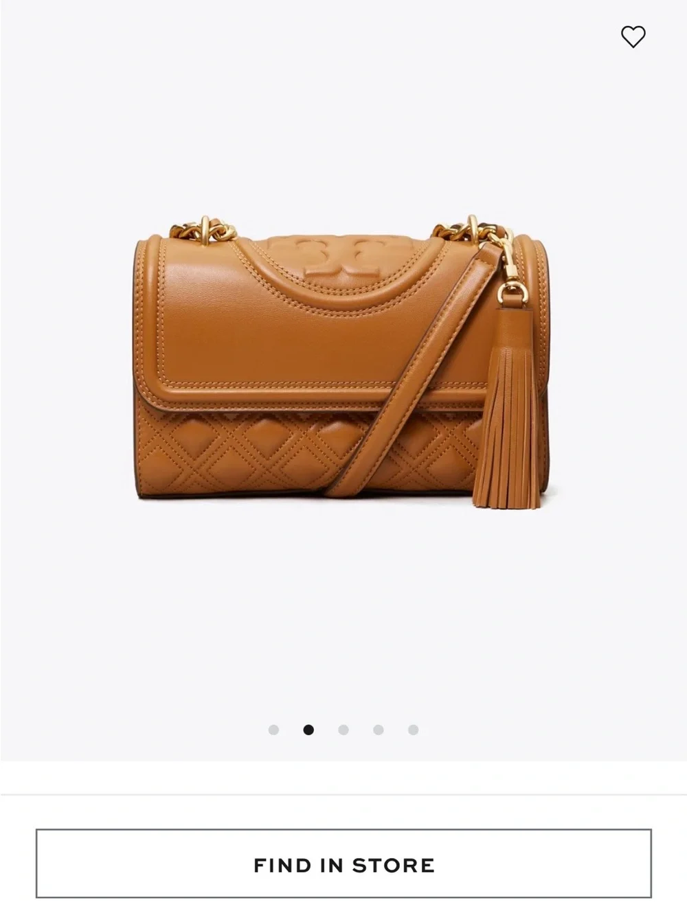 Tory Burch Cognac Brown Quilted Leather Shoulder Bag with Chain Strap
